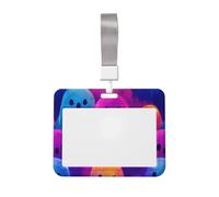 Woshuwo Cute Iridescent Ghosts Sliding Id Badge Holder Hard Plastic Work Card Case Name Tag Protector for Nurses Office