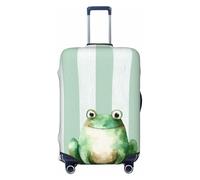 Woshuwo Cute Little Frog On Pastel Green Stripes Elastic Travel Luggage Covers Dustproof Scratch-Resistant Suitcase Protector Fit 22-24 Inch