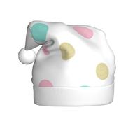Woshuwo Cute Pastel Polka Dots Santa Hat Adult Xmas Headwear Novelty Christmas Hat