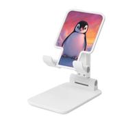 Woshuwo Cute Penguin Standing On Ice Foldable Cell Phone Stand Adjustable Angle Height Desktop Portable Cellphone Cradle Compatible With All Smartphone White-Style