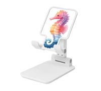 Woshuwo Cute Smiling Sea Horse Foldable Cell Phone Stand Adjustable Angle Height Desktop Portable Cellphone Cradle Compatible With All Smartphone White-Style