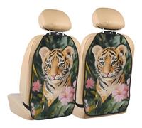 Woshuwo Cute Tiger In The Jungle Car Seat Back Kick Protectors,2 Pack Kick Mats With Storage Pockets For Vehicles To Protect From Dirt Mud Scratches