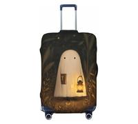 Woshuwo Cute White Ghost Holding Lantern Bible Elastic Travel Luggage Covers Dustproof Scratch-Resistant Suitcase Protector Fit 22-24 Inch