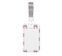 Woshuwo Cute White Ghosts and Pink Bows Sliding Id Badge Holder Hard Plastic Work Card Case Name Tag Protector for Nurses Office
