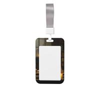 Woshuwo Cute Witch Ghosts Reading Old Library Sliding Id Badge Holder Hard Plastic Work Card Case Name Tag Protector for Nurses Office