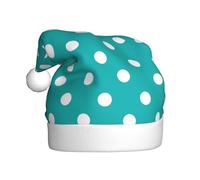 Woshuwo Cyan White Polka Dot Pattern Santa Hat Adult Xmas Headwear Novelty Christmas Hat