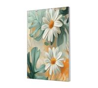Woshuwo Daisies And Monstera Leaves Canvas Wall Art Poster Aesthetic Print Painting For Dorm Bedroom Living Room,30x45cm Framed