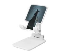 Woshuwo Dark Fantasy Witch Holding Lantern Woods Foldable Cell Phone Stand Adjustable Angle Height Desktop Portable Cellphone Cradle Compatible With All Smartphone White-Style
