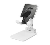 Woshuwo Dark Mysterious Raven On Dead Tree Foldable Cell Phone Stand Adjustable Angle Height Desktop Portable Cellphone Cradle Compatible With All Smartphone White-Style