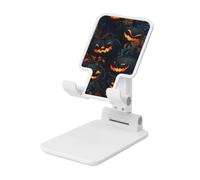 Woshuwo Dark Pumpkins With Glowing Faces Foldable Cell Phone Stand Adjustable Angle Height Desktop Portable Cellphone Cradle Compatible With All Smartphone White-Style