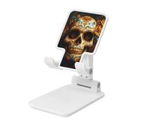 Woshuwo Day Of The Dead Man Gothic Skull Foldable Cell Phone Stand Adjustable Angle Height Desktop Portable Cellphone Cradle Compatible With All Smartphone White-Style