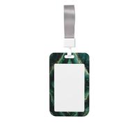 Woshuwo Deep Green Jade Marble Sliding Id Badge Holder Hard Plastic Work Card Case Name Tag Protector for Nurses Office