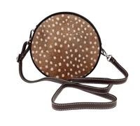 Woshuwo Deer Dotted Print Pattern Women Round Crossbody Bags Leather Sling Bag Purse