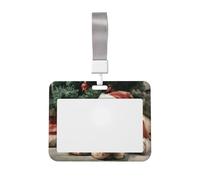 Woshuwo Dog Wearing Santa Claus Hat Christmas Tree Sliding Id Badge Holder Hard Plastic Work Card Case Name Tag Protector for Nurses Office
