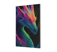 Woshuwo Dragon Neon Gradients Surreal Canvas Wall Art Poster Aesthetic Print Painting For Dorm Bedroom Living Room,30x45cm Framed