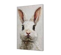 Woshuwo Easter Bunny Portrait Vintage Rustic Canvas Wall Art Poster Aesthetic Print Painting For Dorm Bedroom Living Room,30x45cm Framed