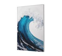 Woshuwo Enormous Ocean Wave Canvas Wall Art Poster Aesthetic Print Painting For Dorm Bedroom Living Room,30x45cm Framed