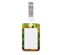 Woshuwo Evergreen Pine Tree Forest Stained Glass Sliding Id Badge Holder Hard Plastic Work Card Case Name Tag Protector for Nurses Office
