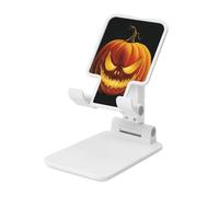 Woshuwo Evil Hallween Pumpkin With Glowing Eyes Foldable Cell Phone Stand Adjustable Angle Height Desktop Portable Cellphone Cradle Compatible With All Smartphone White-Style