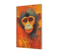 Woshuwo Expressive Monkey Orange Tones Contemporary Canvas Wall Art Poster Aesthetic Print Painting For Dorm Bedroom Living Room,30x45cm Framed