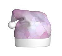 Woshuwo Faded Pink Pearl White Tiled Pattern Santa Hat Adult Xmas Headwear Novelty Christmas Hat