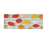 Woshuwo Fall Leaves On A Wooden Large Mouse Pad | Long Extended Mouse Mat For Keyboard Table Waterproof Mousepad Office, 31.5x11.8 In