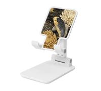Woshuwo Fish And Gold Flower Foldable Cell Phone Stand Adjustable Angle Height Desktop Portable Cellphone Cradle Compatible With All Smartphone White-Style