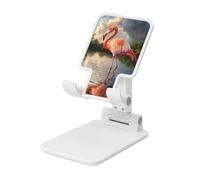 Woshuwo Flamingo Stands On The Water Foldable Cell Phone Stand Adjustable Angle Height Desktop Portable Cellphone Cradle Compatible With All Smartphone White-Style