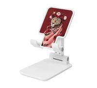 Woshuwo Flower Crown Leopard Wrapped In Floral Cloth Foldable Cell Phone Stand Adjustable Angle Height Desktop Portable Cellphone Cradle Compatible With All Smartphone White-Style