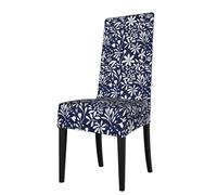 Woshuwo Flowers Navy White Colors Chair Covers Stretch Dining Chair Cover Slipcovers For Hotel Kitchen Party