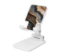 Woshuwo Flowing Glittering Minerals Sandy Beige Marble Foldable Cell Phone Stand Adjustable Angle Height Desktop Portable Cellphone Cradle Compatible With All Smartphone White-Style