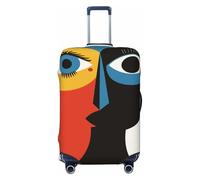 Woshuwo Funny Happy Human Faces Abstract Elastic Travel Luggage Covers Dustproof Scratch-Resistant Suitcase Protector Fit 22-24 Inch