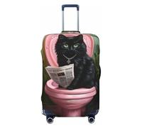Woshuwo Funny Toilet Black Cat Reading Elastic Travel Luggage Covers Dustproof Scratch-Resistant Suitcase Protector Fit 22-24 Inch