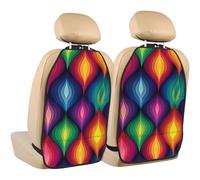 Woshuwo Geometric Drop Pattern Rainbow Pride Colors Car Seat Back Kick Protectors,2 Pack Kick Mats With Storage Pockets For Vehicles To Protect From Dirt Mud Scratches