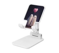 Woshuwo Ghost Couple Pink Heart-Shaped Balloon Foldable Cell Phone Stand Adjustable Angle Height Desktop Portable Cellphone Cradle Compatible With All Smartphone White-Style