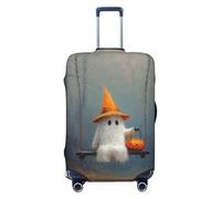 Woshuwo Ghost Holding Pumpkin On The Swing Elastic Travel Luggage Covers Dustproof Scratch-Resistant Suitcase Protector Fit 22-24 Inch