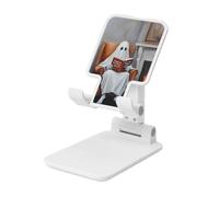 Woshuwo Ghost Reading The Book Foldable Cell Phone Stand Adjustable Angle Height Desktop Portable Cellphone Cradle Compatible With All Smartphone White-Style