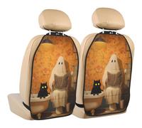 Woshuwo Ghost Sitting On Toilet Reading Newspaper Car Seat Back Kick Protectors,2 Pack Kick Mats With Storage Pockets For Vehicles To Protect From Dirt Mud Scratches