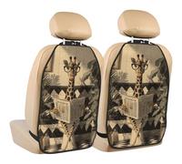 Woshuwo Giraffe With Glasses On Toilet Reading Newspaper Car Seat Back Kick Protectors,2 Pack Kick Mats With Storage Pockets For Vehicles To Protect From Dirt Mud Scratches