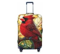 Woshuwo Glass Stain Red Bird Elastic Travel Luggage Covers Dustproof Scratch-Resistant Suitcase Protector Fit 22-24 Inch