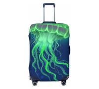 Woshuwo Glowing Green Jellyfish Elastic Travel Luggage Covers Dustproof Scratch-Resistant Suitcase Protector Fit 22-24 Inch