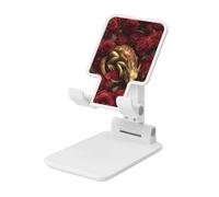 Woshuwo Gold Dragon Sleeping In Rose Field Foldable Cell Phone Stand Adjustable Angle Height Desktop Portable Cellphone Cradle Compatible With All Smartphone White-Style
