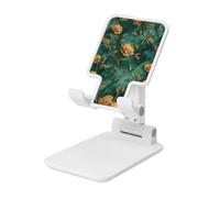 Woshuwo Gold Flowers On Emerald Marble Foldable Cell Phone Stand Adjustable Angle Height Desktop Portable Cellphone Cradle Compatible With All Smartphone White-Style