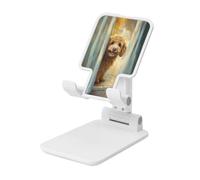 Woshuwo Golden Doodle Peeking Bathroom Foldable Cell Phone Stand Adjustable Angle Height Desktop Portable Cellphone Cradle Compatible With All Smartphone White-Style