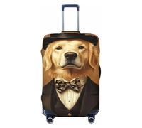 Woshuwo Golden Retriever As Gentleman Elastic Travel Luggage Covers Dustproof Scratch-Resistant Suitcase Protector Fit 22-24 Inch