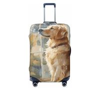 Woshuwo Golden Retriever Dog Sitting by Window Elastic Travel Luggage Covers Dustproof Scratch-Resistant Suitcase Protector Fit 22-24 Inch