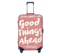 Woshuwo Good Things Ahead On Pink Minimal Elastic Travel Luggage Covers Dustproof Scratch-Resistant Suitcase Protector Fit 22-24 Inch