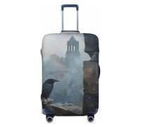 Woshuwo Gothic Black Crow Broken Stone Window Elastic Travel Luggage Covers Dustproof Scratch-Resistant Suitcase Protector Fit 22-24 Inch