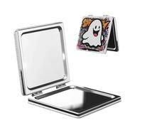 Woshuwo Graffiti Ghost Street Art Aesthetic Travel Makeup Mirror Double-Sided Pu Leather Portable Compact Pocket Magnifying Mirrors