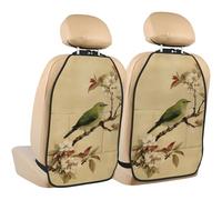 Woshuwo Green Bird On The Branch Of Ancient Tree Car Seat Back Kick Protectors,2 Pack Kick Mats With Storage Pockets For Vehicles To Protect From Dirt Mud Scratches